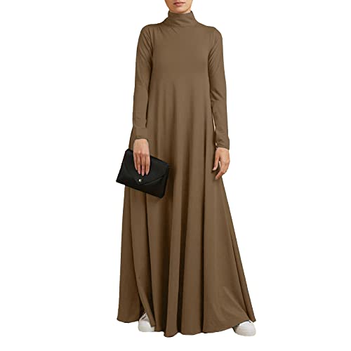 sujinxiu Muslimisches Abaya-Kleid für Frauen, einfarbig, Naher Osten, arabisches Robenkleid, lockere Passform, Langer islamischer Kaftan, Dubai, fließendes Robenkleid, Kleid in voller Länge von sujinxiu