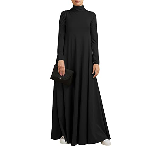 sujinxiu Muslimisches Abaya-Kleid für Frauen, einfarbig, Naher Osten, arabisches Robenkleid, lockere Passform, Langer islamischer Kaftan, Dubai, fließendes Robenkleid, Kleid in voller Länge von sujinxiu