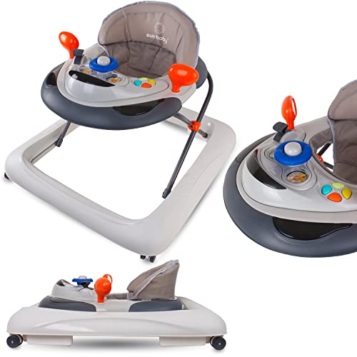 Kinderfahrzeug Lernrad Lauflernhilfe Spielcenter Gehfrei Gehhilfe Baby Walker Babyschaukel (Grau) von sun baby