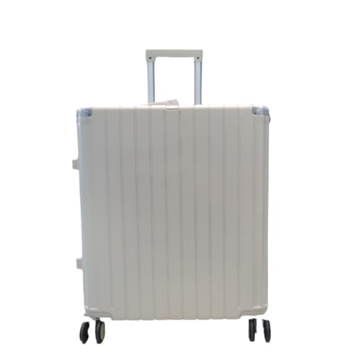 sunxueli Koffer Koffer Silent Universal Wheel Trolley Case Unisex Koffer Multifunktionaler Aluminiumrahmen Passwortbox Groß Suitcase (Color : White, Size : 26in) von sunxueli