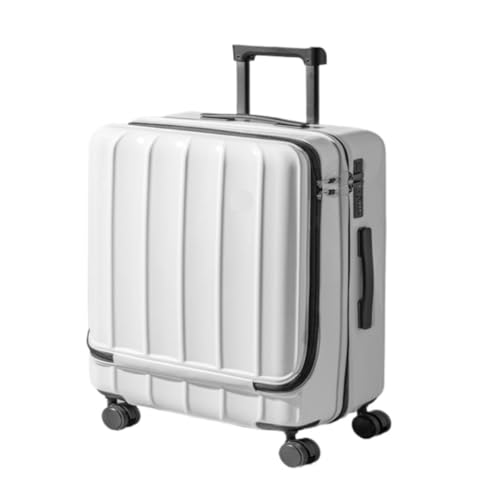 sunxueli Koffer Neuer Koffer mit Frontöffnung, Trolley-Koffer, 18-Zoll-Boarding-Koffer, Studentenkoffer for Männer und Frauen, Schließfach Suitcase (Color : White, Size : 18in) von sunxueli