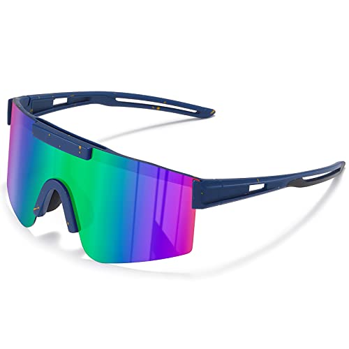 suoso Sportbrille Polarisiert Radsportbrillen Fahrradbrille Schnelle brille für Herren Damen Sport Sonnenbrille UV400 Klar Laufbrille für MTB Rennrad Fahrrad Ski Rave Blaugrüner Farbverlauf von suoso