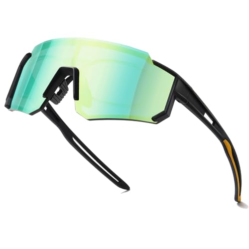 suoso Sportbrille-Sonnenbrille Herren-Damen-Fahrradbrille-Sunglasses men-Polarisiert-UV400-Damen-Ski Sonnenbrille-Schnelle Brille Rave-Radfahren-Fahrrad-Angeln-Rennrad brille 6-Schwarzes Gold von suoso