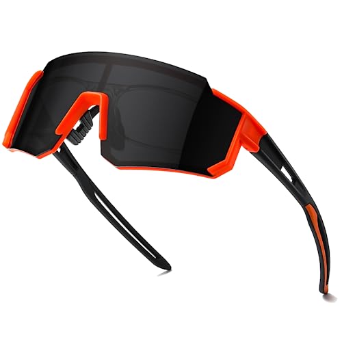 suoso Sportbrille-Sonnenbrille Herren-Damen-Fahrradbrille-Sunglasses men-Polarisiert-UV400-Damen-Ski Sonnenbrille-Schnelle Brille Rave-Radfahren-Fahrrad-Angeln-Rennrad brille 7-Orange grau von suoso