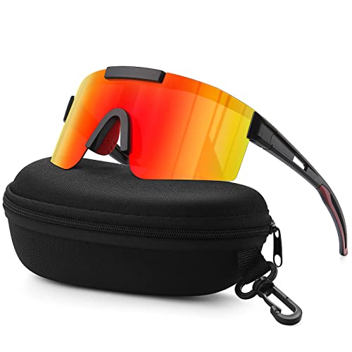 suoso Sportbrille-Sonnenbrille Herren-Damen-Fahrradbrille-Sunglasses men Polarisiert UV400 Damen Ski Sonnenbrille Schnelle Brille Rave Radfahren Fahrrad Angeln Orange von suoso