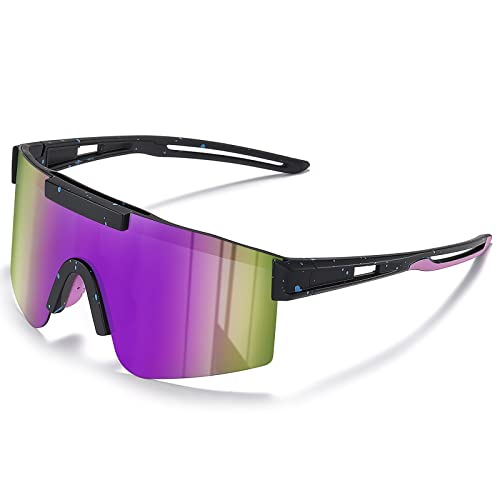 suoso Sportbrille-Sonnenbrille Herren-Damen-Fahrradbrille-Sunglasses men Polarisiert UV400 Damen Ski Sonnenbrille Schnelle Brille Rave Radfahren Fahrrad Angeln Lila schwarz von suoso