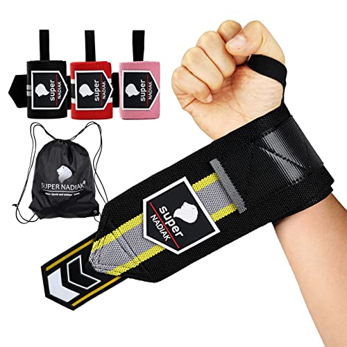 super NADIAK®Handgelenk Bandagen Professional Robuste Manschetten performante WristWraps Handgelenkbandage für Gewichtheben Bodybuilding Powerlifting Gewichtheben Gym Fitness Crossfit Calisthenics von super NADIAK