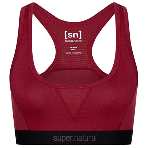 super.natural Damen Sport-BH, Mit Merinowolle, W SEMPLICE BRA 220, Größe: XS, Farbe: Bordeaux von super.natural