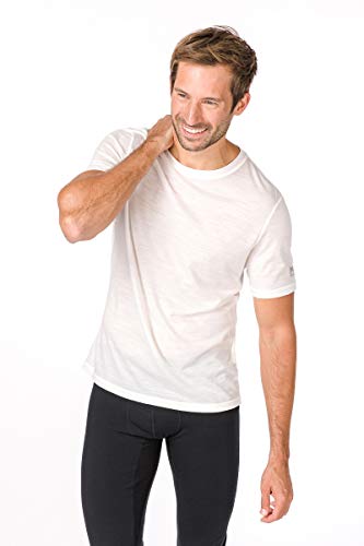 super.natural Dünnes Herren Kurzarm T-Shirt, Mit Merinowolle, M BASE TEE 140, Größe: S, Farbe: Weiß von super.natural