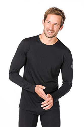 super.natural Herren Langarm-Shirt, Mit Merinowolle, M BASE LS 175, Größe: L, Farbe: Schwarz von super.natural