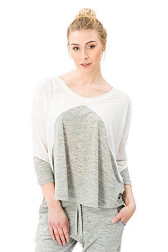 super.natural Leichtes Damen Langarm-Shirt, Mit Merinowolle, W MOTION LS S, Weiß/Grau von super.natural