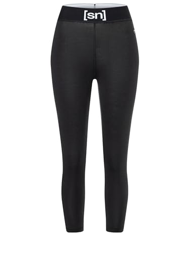 super.natural W TUNDRA175 Tight 3/4 Hose Damen Schwarz - Temperaturregulierende Merino Funktionswäsche, Damen Unterwäsche ideal für Outdoor Sport von super.natural