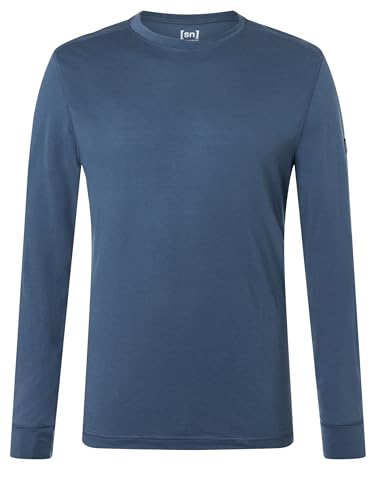 super.natural M TUNDRA175 LS Merino Longsleeve Herren Dunkelblau M - Herren Langarmshirt aus Merino-Polyester-Mix, Funktionsshirt ideal als Baselayer Unterziehshirt von super.natural