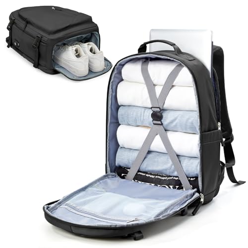 suradar Handgepäck Rucksack 45x36x20cm für Easyjet Airlines, Untersitz-Reise-Handgepäck-Tasche mit Nassfach, 17-Zoll-Laptop-Rucksack für Männer und Frauen mit Schuhfach Schwarz von suradar
