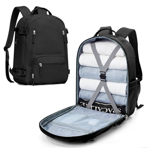 suradar für Easyjet Handgepäck 45x36x20 Groß Reiserucksack für Flugzeug Handgepäck Tasche Laptop Rucksack 15.6 Zoll Reisetasche für Herren Damen Schulrucksack Jungen Teenager Schwarz von suradar