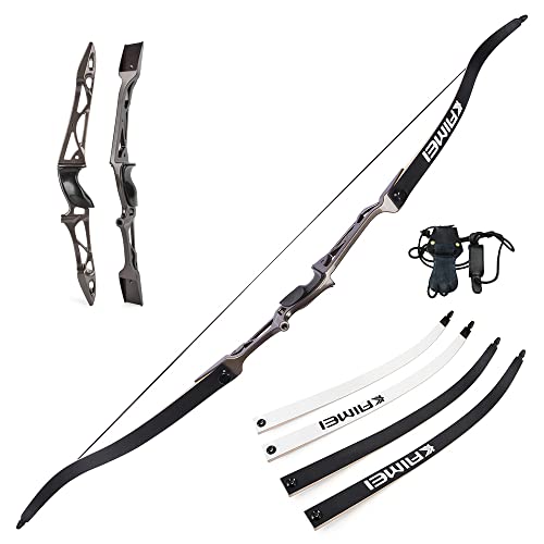 surfwolf Bogenschießen Recurve Bogen 66" 68" 70" Target Recurve Bogen 12-40 lbs Takedown Recurve Bogen Wettkampf Recurve Bogen Jagdbogen（braun grau,66"-28lbs） von surwolf