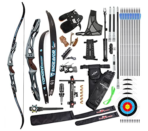 surwolf Recurve Bogenpaket 66" 68" 70" Bogenschießen Wettbewerb für Erwachsene, sportlicher Bogen, Ziel Recurve Bogen, 25" Bogenriser aus Magnaliumlegierung, ILF-Gerät, rechts（Carbon Camo，68"-28lbs） von surwolf