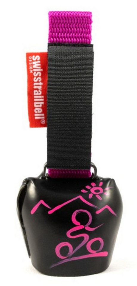 swisstrailbell Fahrradklingel Black mit pinkem MTB, pinkes Band, Trailbell, Bear Bell von swisstrailbell
