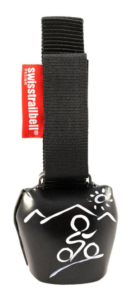 swisstrailbell Fahrradklingel swisstrailbell® Deep Black mit weißem Mountainbiker, Trailbell, Bear B von swisstrailbell