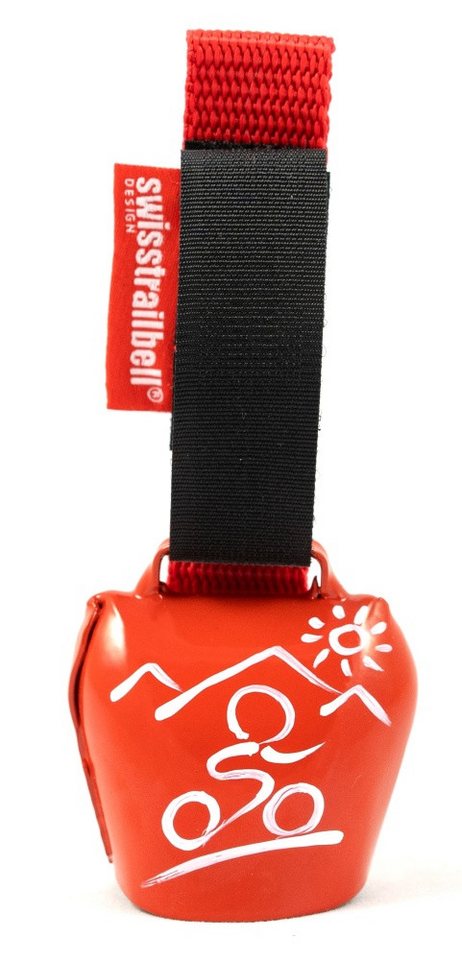 swisstrailbell Fahrradklingel swisstrailbell® fresh Colour-Edition: Rot, weißer MTB, rotes Band, Fah von swisstrailbell