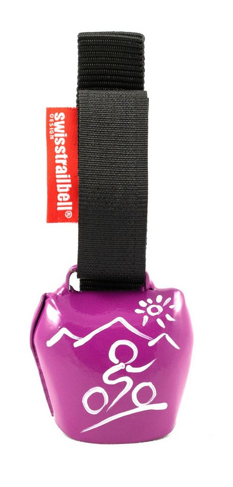 swisstrailbell Fahrradklingel swisstrailbell® fresh Colour: dark PINK mit weißem Mountainbiker, schw von swisstrailbell