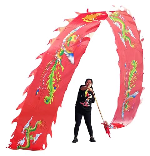 Chinesischer Drachentanz Band, Drachenkörper-Band, Buntes seidenartiges Drachenband for Anfänger, Folk-Parade-Luftschlangen mit wehender Flagge for draußen ( Color : Red , Size : 6 m/19.6ft long ) von sxpGBP