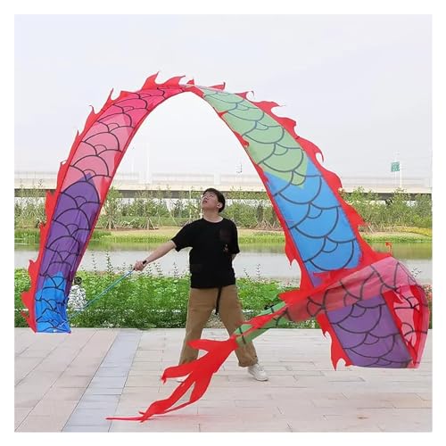 Chinesischer Drachentanz Band, Drachentanz Band, Waschbarer Wurf-Tänzerstab-Streamer for Feiern, quadratische Übung for Werfen eines Drachens mit Taktstock ( Color : Colour1 , Size : 10 m/33ft long ) von sxpGBP