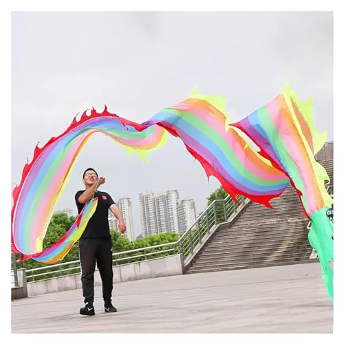 Chinesischer Drachentanz Band, Drachentanz Band, Waschbarer Wurf-Tänzerstab-Streamer for Feiern, quadratische Übung for Werfen eines Drachens mit Taktstock ( Color : Colour2 , Size : 6 m/19.6ft long ) von sxpGBP