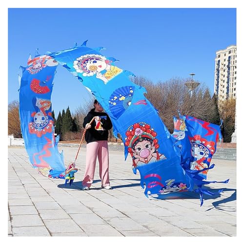 Drachentanz Band, Sport-Spinning-Drachentanz, Rhythmische Seidenband-Flaggen-Luftschlangen, chinesische traditionelle Tänzerin, fließende Fitness-Requisiten for Erwachsene ( Color : Blue , Size : 10 m von sxpGBP