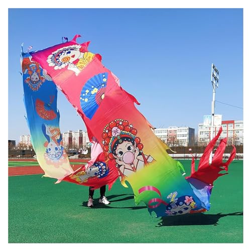 Drachentanz Band, Sport-Spinning-Drachentanz, Rhythmische Seidenband-Flaggen-Luftschlangen, chinesische traditionelle Tänzerin, fließende Fitness-Requisiten for Erwachsene ( Color : Colurful , Size : von sxpGBP