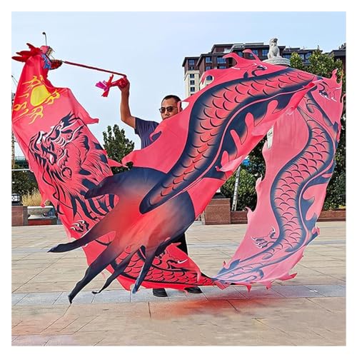sxpGBP Bunte Drachenseide Flowy Spinning, for Feiern, Kunststoff-Drachenkopf-Bandtänzer, chinesisches Folk-Wurf-Luftschlangen-Set (Color : Colour1, Size : 10 m/33ft Long) von sxpGBP