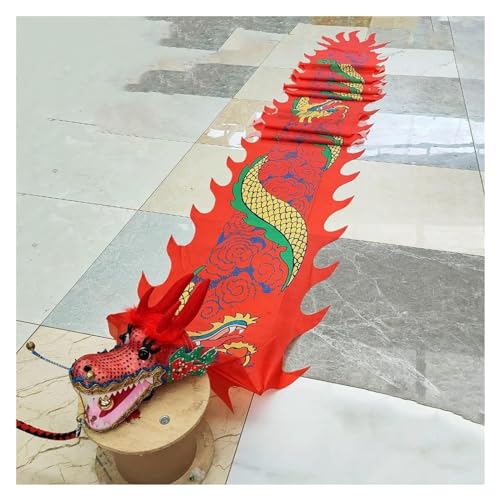 sxpGBP Drachenkörper-Band-Streamer-Set, Echter Drachenkopf-Tänzer aus Kunststoff for das chinesische Neujahrsvolk, Seidenschüttel-Poi-Spinning-Streamer (Color : Style2, Size : 6 m/19.6ft Long) von sxpGBP