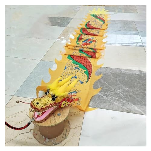 sxpGBP Drachenkörper-Band-Streamer-Set, Echter Drachenkopf-Tänzer aus Kunststoff for das chinesische Neujahrsvolk, Seidenschüttel-Poi-Spinning-Streamer (Color : Style3, Size : 10 m/33ft Long) von sxpGBP