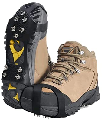 takyu Spikes für Schuhe,10 Zähne Edelstahl Seigeisen für Bergschuhe,Grödel für Winter Walking Wandern Bergsteigen (L:41-45CM) von takyu
