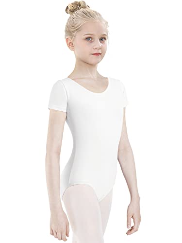 tanzdunsje Ballettanzug Mädchen Ballett Trikot Kinder, ballett body TanzBody Turnanzug Gymnastikanzug Trikot für Kinder Damen Größe 100-170 (110, Weiß) von tanzdunsje