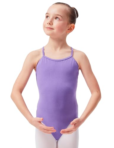 tanzmuster ® Ballettanzug Mädchen Träger - Leonie - aus Baumwolle, Ballettbody Ballett Trikot in lavendel, Größe 104/110 von tanzmuster