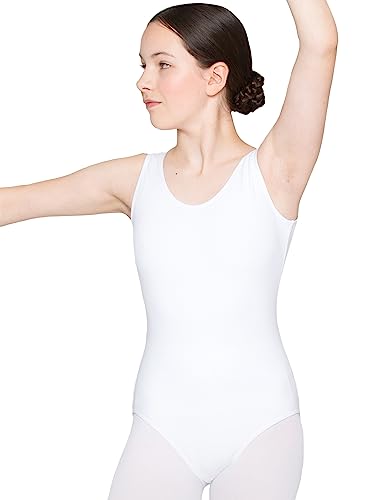 tanzmuster Kinder Ballett Trikot Lissy mit Breiten Trägern in weiß, Größe 92/98 von tanzmuster