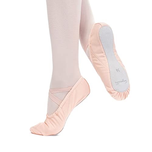 tanzmuster Ballettschuhe Mädchen - DANI - ganze Ledersohle- Rosa-Apricot Größe 27 - Ballettschläppchen für Kinder - rosa Tanzschuhe fürs Ballett von tanzmuster