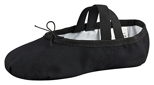 tanzmuster Ballettschuhe Mädchen - DANI - ganze Ledersohle- Schwarz Größe 25 - Ballettschläppchen für Kinder - Schwarze Tanzschuhe fürs Ballett von tanzmuster