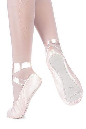 tanzmuster Ballettschuhe Damen - Terry - Satin - ganze Ledersohle - Ballettschläppchen für Erwachsene - Tanzschuhe fürs Ballett - rosa, 38 von tanzmuster