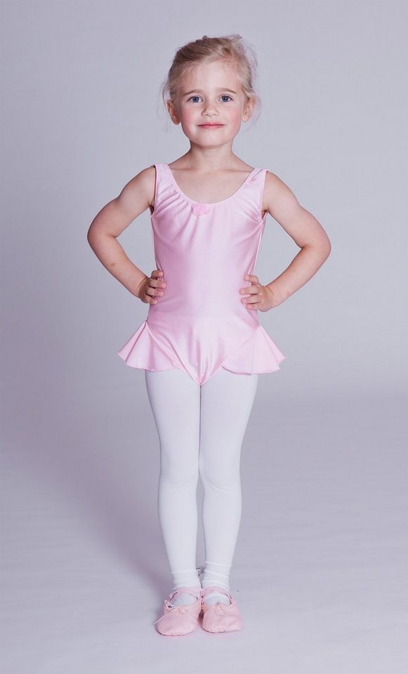 tanzmuster Bodykleid Ballettkleid Paula aus glänzendem Lycra Ballett Trikot für Mädchen mit Röckchenansatz von tanzmuster