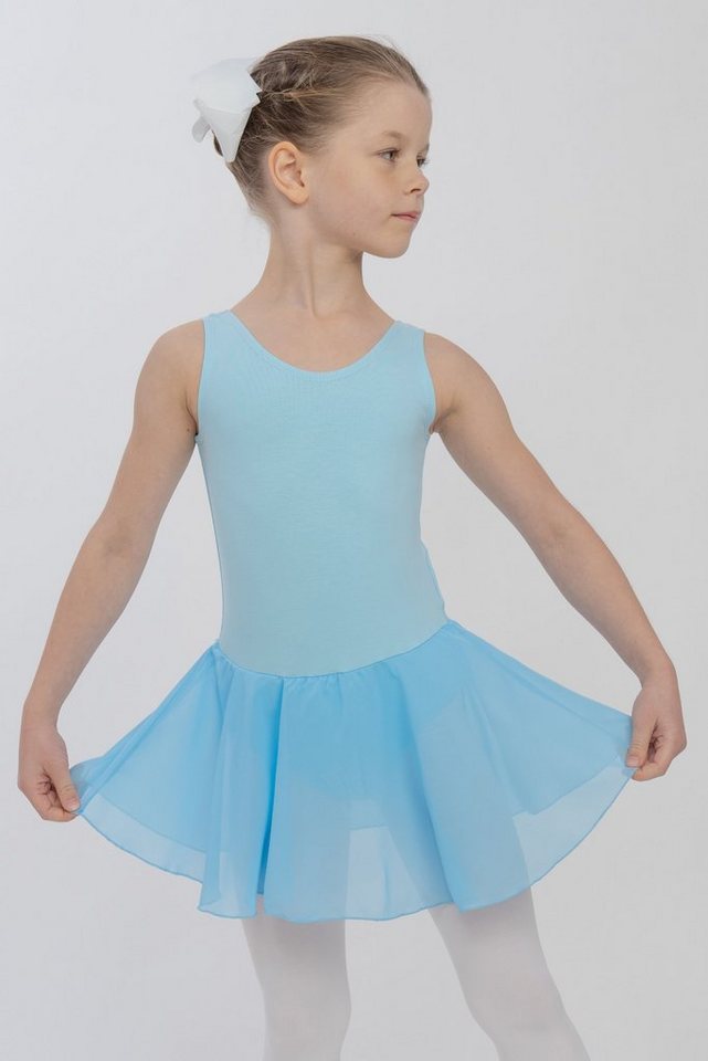 tanzmuster Chiffonkleid Ballettkleid Bella aus weicher Baumwolle Ballettbody mit Schlüssellochausschnitt für Mädchen fürs Kinder Ballett von tanzmuster