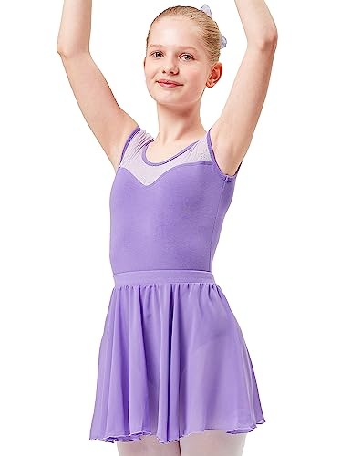 tanzmuster Kinder Ballettrock Eva zum Reinschlüpfen aus Baumwolle und Chiffon in Lavendel, Größe:104/110 von tanzmuster