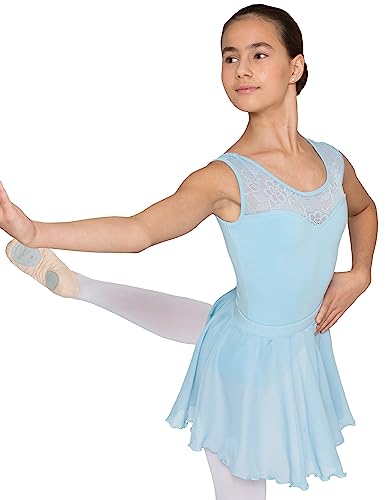 tanzmuster Kinder Ballettrock Eva zum Reinschlüpfen aus Baumwolle und Chiffon in hellblau, Größe:104/110 von tanzmuster