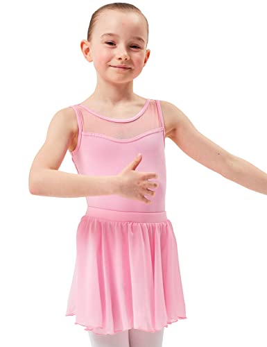 tanzmuster Kinder Ballettrock Eva zum Reinschlüpfen aus Baumwolle und Chiffon in rosa, Größe:116/122 von tanzmuster