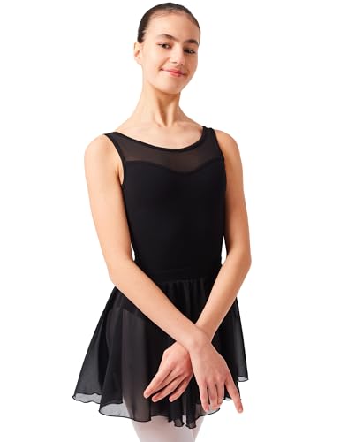 tanzmuster Kinder Ballettrock Eva zum Reinschlüpfen aus Baumwolle und Chiffon in schwarz, Größe:92/98 von tanzmuster