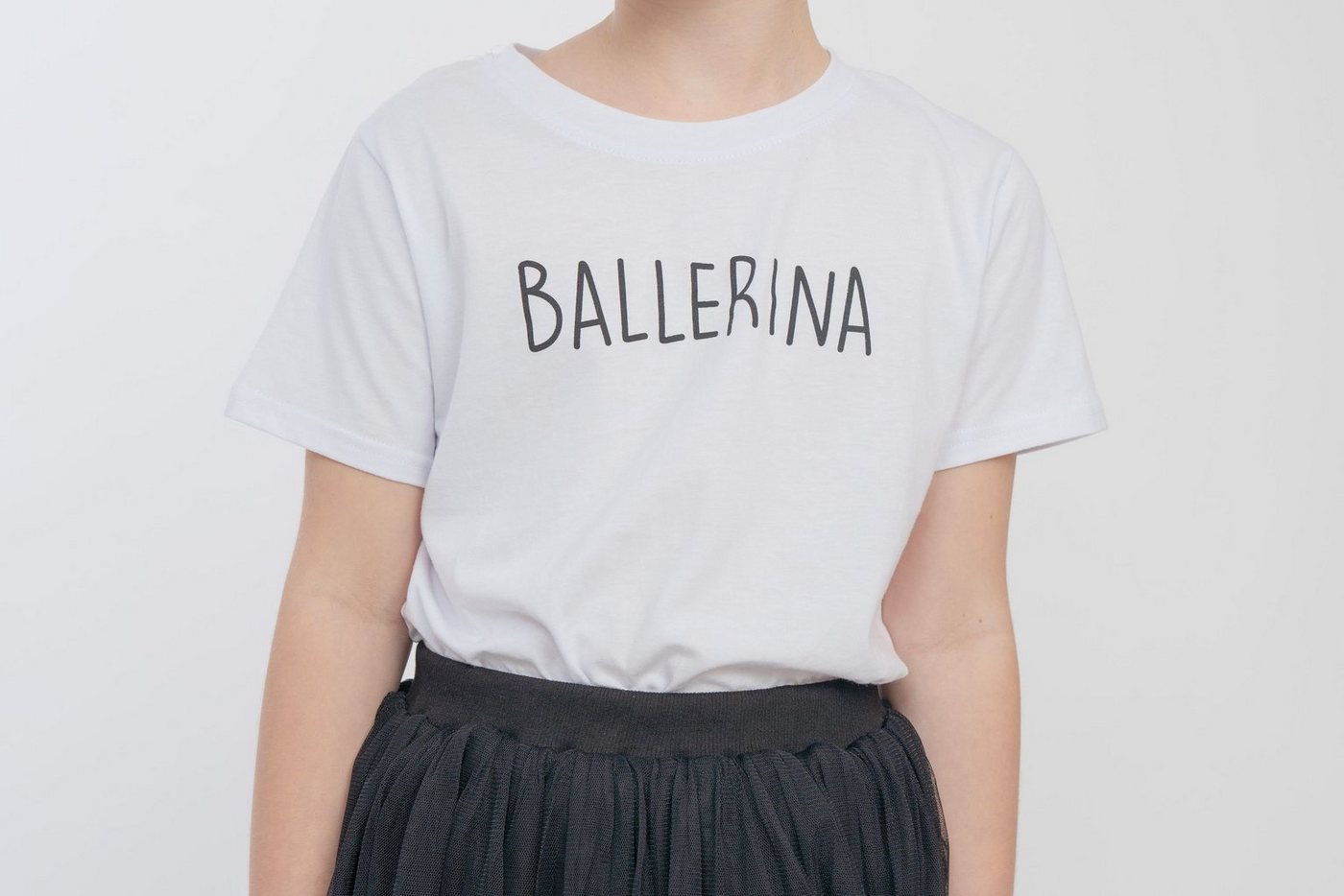 tanzmuster T-Shirt T-Shirt mit Ballerina Print aus 100 % Baumwolle Shirt mit Ballett Motiv für Mädchen von tanzmuster