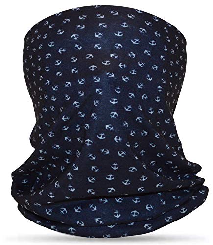 Multifunktionstuch Bandana Schlauchtuch Halsschal Kopftuch Halstuch Stirnband Loopschal Motorrad Outdoor Freizeit Jogging Fahrrad Ankerchen Anker-Muster Marineblau von thb Richter