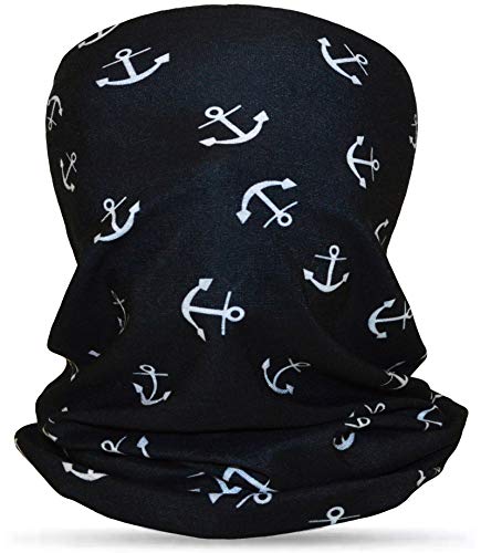 Multifunktionstuch Schlauchschal Gesichts- & Mundschutz Jogging Kopfbedeckung Haar-/Stirnband Radfahrer Schlauchtuch Maske Outdoor Wandern Sturmhaube Sport Halstuch Kopftuch Anker-Muster Schwarz von thb Richter