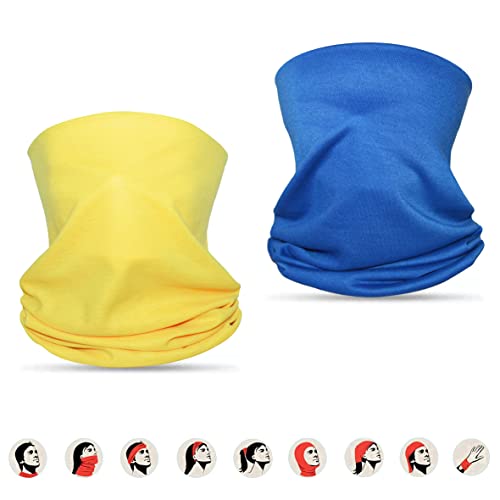 thb Richter 2er-Set Multifunktionstuch Schlauchschal Loopschals Halstücher Blau & Gelb/Farben der Ukraine-Flagge/Ukraine-Farben-Kombination Unifarben von thb Richter